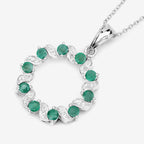 1.10 Carat Genuine Emerald and White Topaz .925 Sterling Silver Pendant