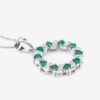 1.10 Carat Genuine Emerald and White Topaz .925 Sterling Silver Pendant