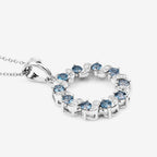1.50 Carat Genuine London Blue Topaz and White Topaz .925 Sterling Silver Pendant