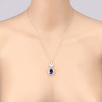 5.54 Carat Genuine Tanzanite and White Diamond 18K White Gold Pendant
