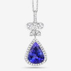 5.54 Carat Genuine Tanzanite and White Diamond 18K White Gold Pendant