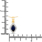 0.92 Carat Genuine Blue Sapphire and White Diamond 14K Yellow Gold Pendant