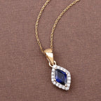 0.92 Carat Genuine Blue Sapphire and White Diamond 14K Yellow Gold Pendant