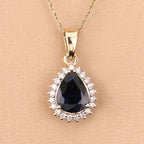 2.09 Carat Genuine Blue Sapphire and White Diamond 14K Yellow Gold Pendant