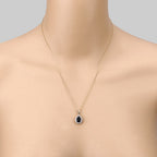 2.09 Carat Genuine Blue Sapphire and White Diamond 14K Yellow Gold Pendant