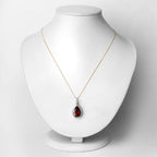 3.29 Carat Genuine Rhodolite and White Diamond 14K Yellow Gold Pendant