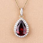 3.29 Carat Genuine Rhodolite and White Diamond 14K Yellow Gold Pendant