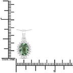 1.39 Carat Genuine Green Tourmaline and White Diamond 14K White Gold Pendant
