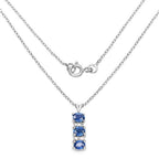 0.64 Carat Genuine Blue Sapphire and White Diamond .925 Sterling Silver Pendant