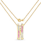 14K Yellow Gold Plated 1.08 Carat Genuine Pink Sapphire and White Sapphire .925 Sterling Silver Pendant