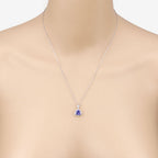 1.71 Carat Genuine Tanzanite and White Diamond 14K White Gold Pendant