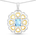 2.60 Carat Genuine Blue Topaz .925 Sterling Silver Pendant