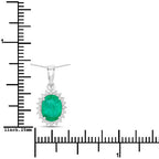 1.36 Carat Genuine Zambian Emerald and White Diamond 10K White Gold Pendant