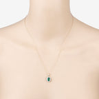 1.36 Carat Genuine Zambian Emerald and White Diamond 10K Yellow Gold Pendant
