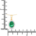 1.36 Carat Genuine Zambian Emerald and White Diamond 10K Yellow Gold Pendant
