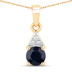 0.88 Carat Genuine Blue Sapphire and White Diamond 10K Yellow Gold Pendant