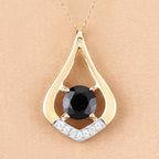 1.24 Carat Genuine Blue Sapphire and White Diamond 10K Yellow Gold Pendant