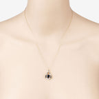 1.24 Carat Genuine Blue Sapphire and White Diamond 10K Yellow Gold Pendant