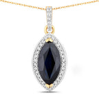 2.27 Carat Genuine Blue Sapphire and White Diamond 10K Yellow Gold Pendant