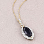 2.27 Carat Genuine Blue Sapphire and White Diamond 10K Yellow Gold Pendant