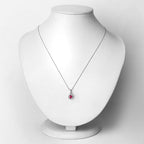0.62 Carat Genuine Ruby and White Diamond 14K White Gold Pendant
