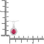 0.62 Carat Genuine Ruby and White Diamond 14K White Gold Pendant