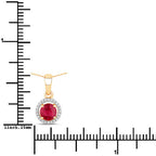 0.62 Carat Genuine Ruby and White Diamond 14K Yellow Gold Pendant