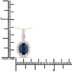 1.79 Carat Genuine Blue Sapphire and White Diamond 14K Yellow Gold Pendant