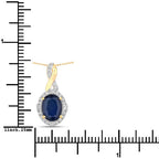 1.72 Carat Genuine Blue Sapphire and White Diamond 14K Yellow Gold Pendant