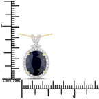 6.58 Carat Genuine Blue Sapphire and White Diamond 14K Yellow Gold Pendant