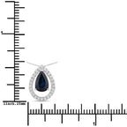 1.15 Carat Genuine Blue Sapphire and White Diamond 14K White Gold Pendant