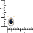 1.15 Carat Genuine Blue Sapphire and White Diamond 14K Yellow Gold Pendant