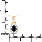 1.48 Carat Genuine Blue Sapphire and White Diamond 14K Yellow Gold Pendant