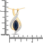 2.27 Carat Genuine Blue Sapphire and White Diamond 14K Yellow Gold Pendant