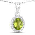 1.90 Carat Genuine Peridot and Lab Grown Diamond .925 Sterling Silver Pendant