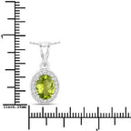 1.90 Carat Genuine Peridot and Lab Grown Diamond .925 Sterling Silver Pendant