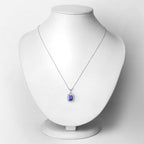 3.01 Carat Genuine Tanzanite and White Diamond 14K White Gold Pendant