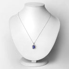 2.58 Carat Genuine Tanzanite and White Diamond 14K White Gold Pendant