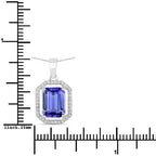 2.58 Carat Genuine Tanzanite and White Diamond 14K White Gold Pendant