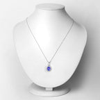3.05 Carat Genuine Tanzanite and White Diamond 14K White Gold Pendant