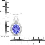 3.05 Carat Genuine Tanzanite and White Diamond 14K White Gold Pendant