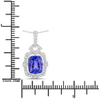 2.46 Carat Genuine Tanzanite and White Diamond 14K White Gold Pendant