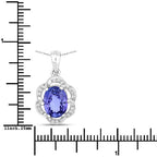 3.11 Carat Genuine Tanzanite and White Diamond 14K White Gold Pendant