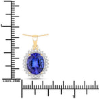 4.68 Carat Genuine Tanzanite and White Diamond 14K Yellow Gold Pendant