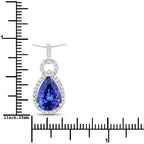 3.49 Carat Genuine Tanzanite and White Diamond 14K White Gold Pendant