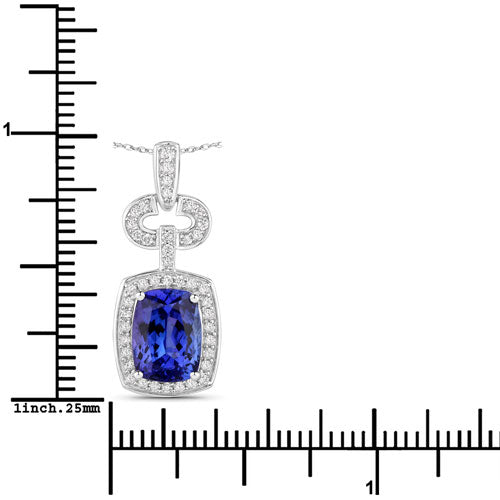2.62 Carat Genuine Tanzanite and White Diamond 14K White Gold Pendant