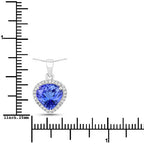 2.91 Carat Genuine Tanzanite and White Diamond 14K White Gold Pendant