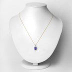 2.27 Carat Genuine Tanzanite and White Diamond 14K Yellow Gold Pendant