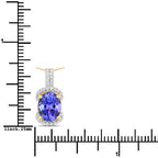 2.27 Carat Genuine Tanzanite and White Diamond 14K Yellow Gold Pendant