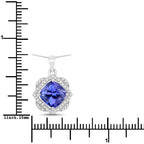 3.14 Carat Genuine Tanzanite and White Diamond 14K White Gold Pendant
